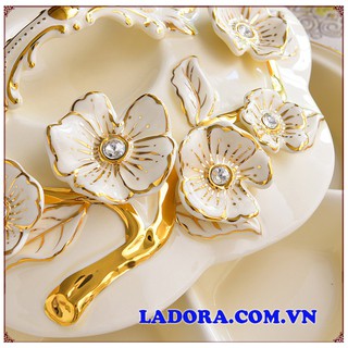Khay Mứt Sứ Cao Cấp Vẽ Vàng BA017