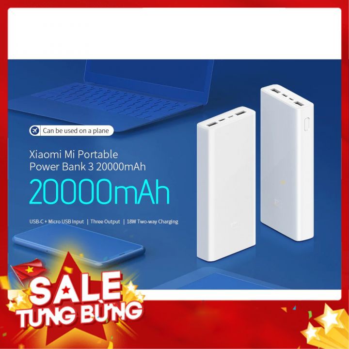 Sạc dự phòng Xiaomi Gen 3 chính hãng 20.000 mAh (2 cổng usb,sạc nhanh 18w) - pin sạc - sạc dự phòng