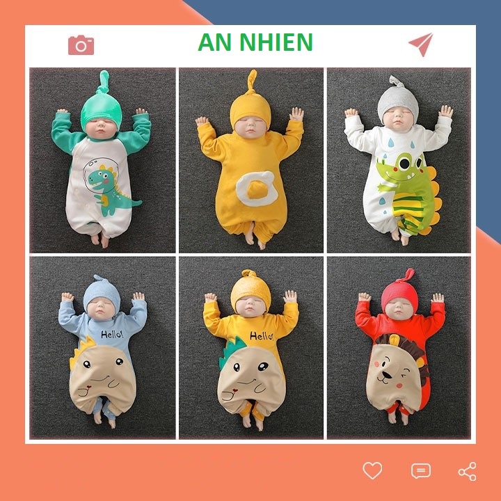 Quần Áo Trẻ Em Sơ Sinh Bộ Đồ Liền Thân Dài Tay Cotton Body Thú Cho Bé Trai Bé Gái [Hàng cao cấp]