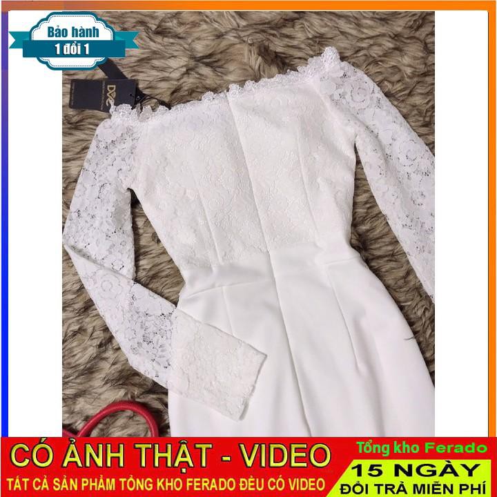 [ xả kho ] MiD Đầm trắng trễ vai tay ren tôn dáng V653 Mie Design kèm ảnh thật