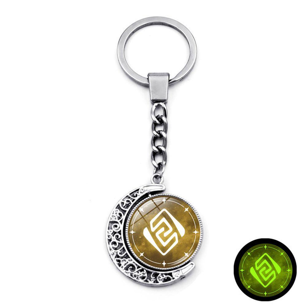 QINJUE Charms Genshin Impact Eye of God Bag Pendant Anime Keychain Bag Accessories 360 Degrees Rotated Fashion Ornaments Element Vision Luminous