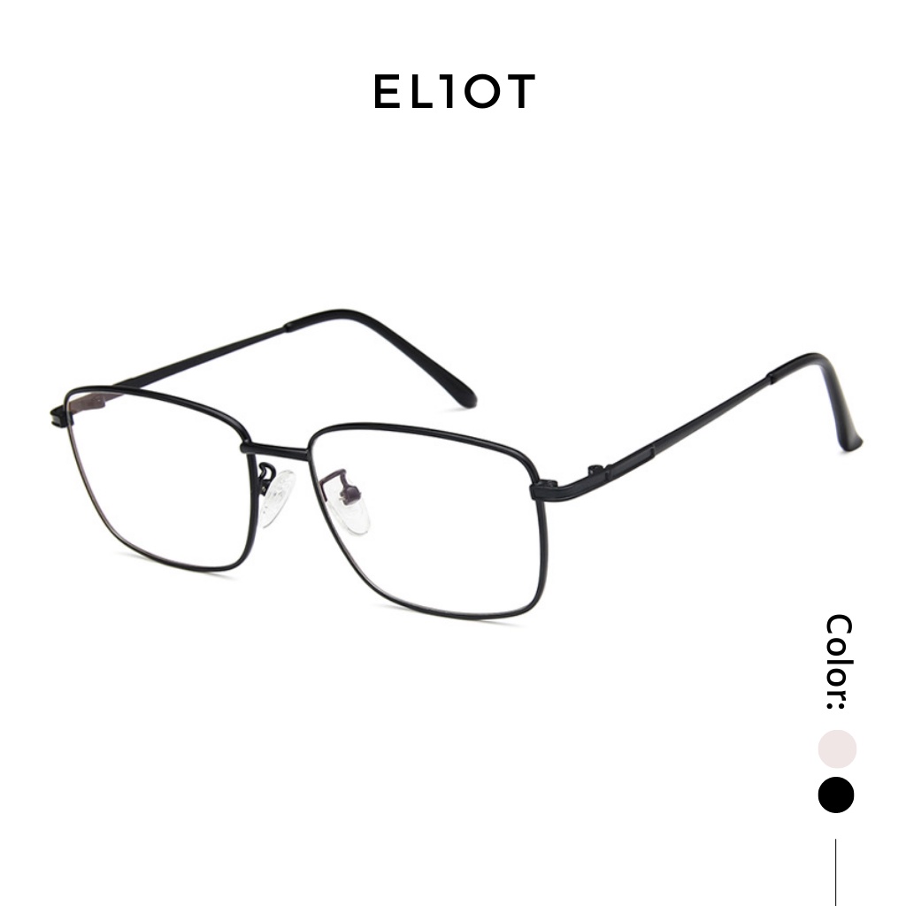 Mắt kính giả cận kiểu dáng thời trang nam, nữ kính mắt kim loại dáng vuông ELIOT tròng kính 0 độ chống ánh sáng xanh