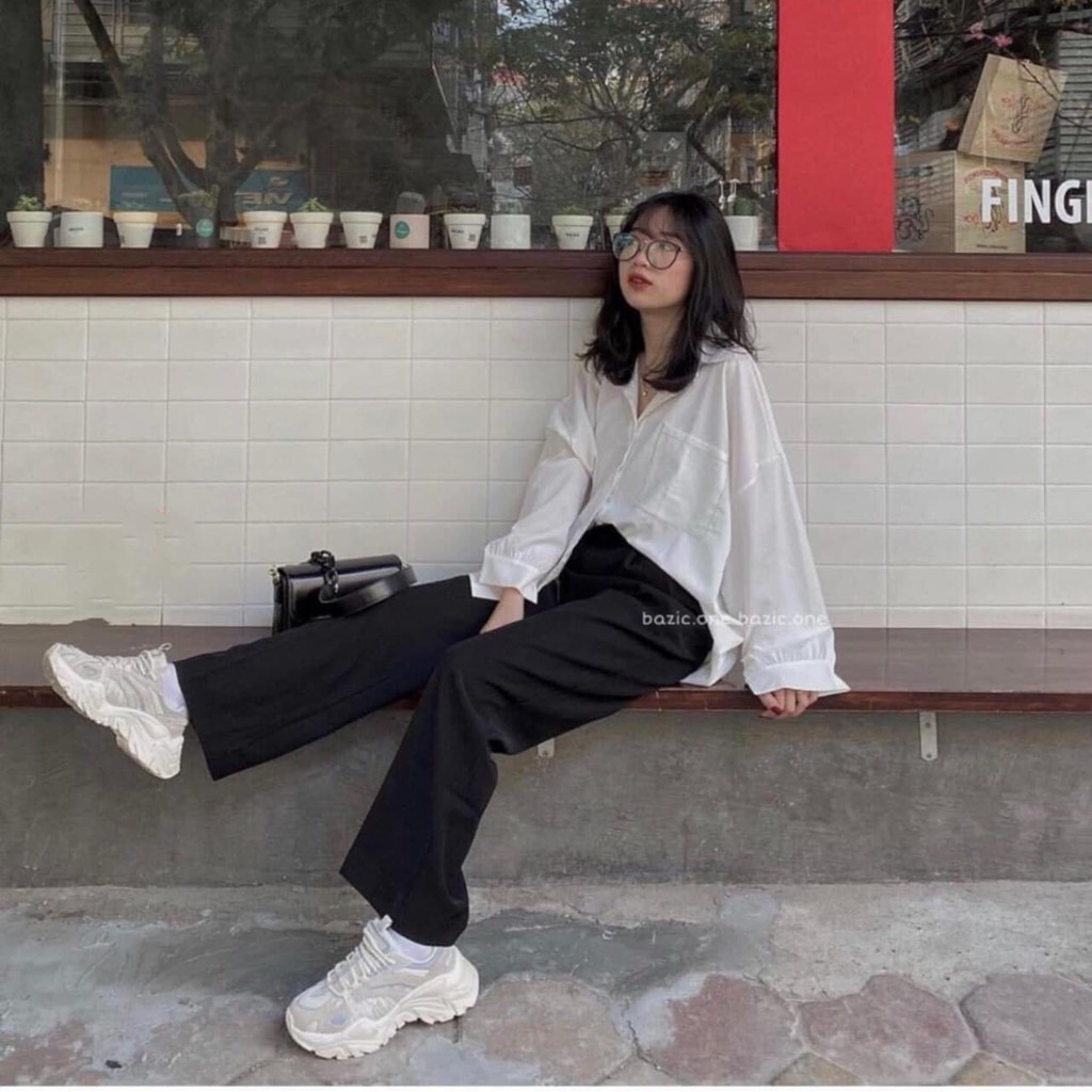 [Mã WASKT410K giảm 10K đơn 50K] Áo sơ mi trắng chỉ nổi nữ dài tay form rộng | BigBuy360 - bigbuy360.vn