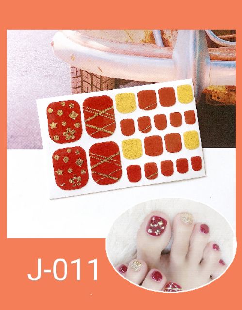 Bộ 20 Sticker dán móng chân 3D Hàn Quốc chống nước thiết kế họa tiết đẹp mắt