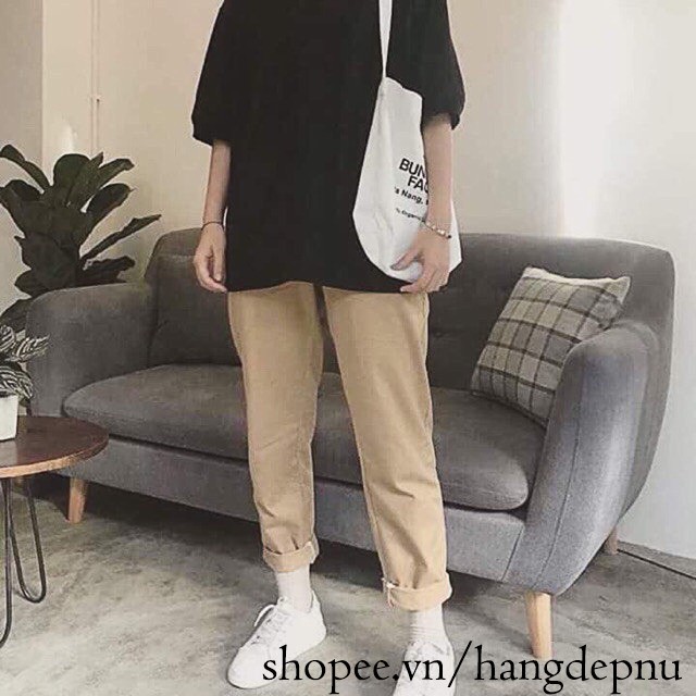 Quần kaki ống suông sắn gâu unisex nam nữ (FORM RỘNG) SP11 | BigBuy360 - bigbuy360.vn