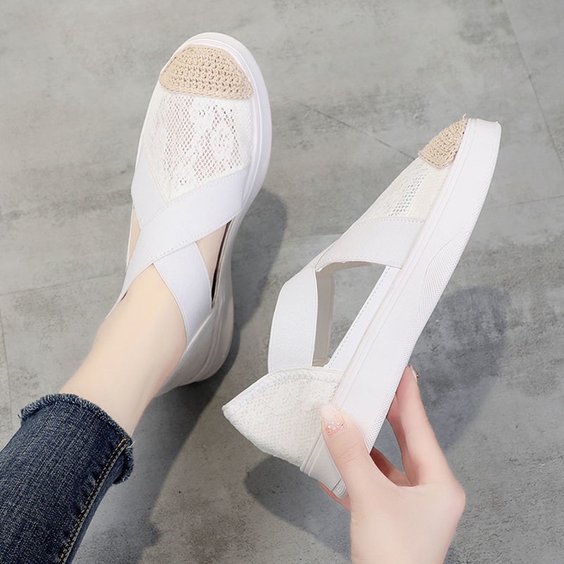 Baotou sandals nữ mùa hè 2021 phong cách cổ tích mới siêu lửa đế bệt mềm cho bà bầu giày cá nhân có gân _