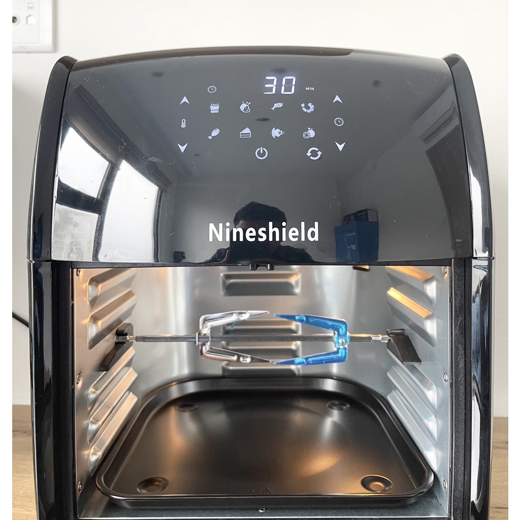 Nồi chiên không dầu điện tử có guồng quay gà nguyên con Nineshield Kb-1200 dung tích 12.5L