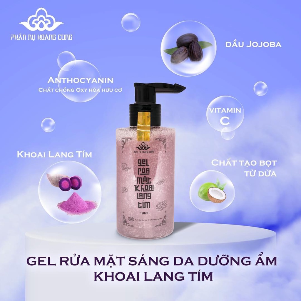 Rửa Mặt Khoai Lang Tím Phấn Nụ Hoàng Cung Giúp Dưỡng Ẩm Sáng Da Dung Tích 120ml