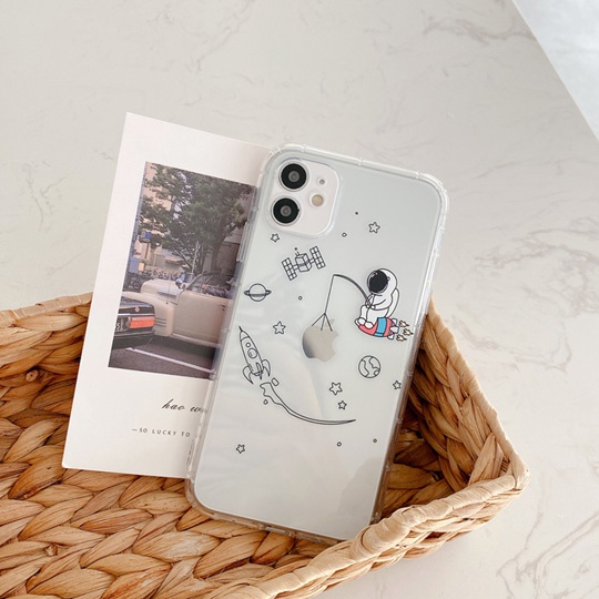 Ốp Điện Thoại Trong Suốt Họa Tiết Phi Hành Gia Dễ Thương Cho iPhone 12 11 Pro Max X Xs Xr 12 Mini 7 8 Plus | BigBuy360 - bigbuy360.vn