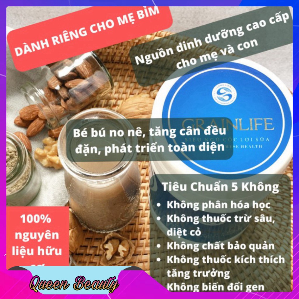 (2 HỘP) NGŨ CỐC LỢI SỮA GRAINLIFE 500g. Ngũ cốc lợi sữa Long Liên- Ngũ cốc lợi sữa- Ngũ cốc bà bầu Long Liên