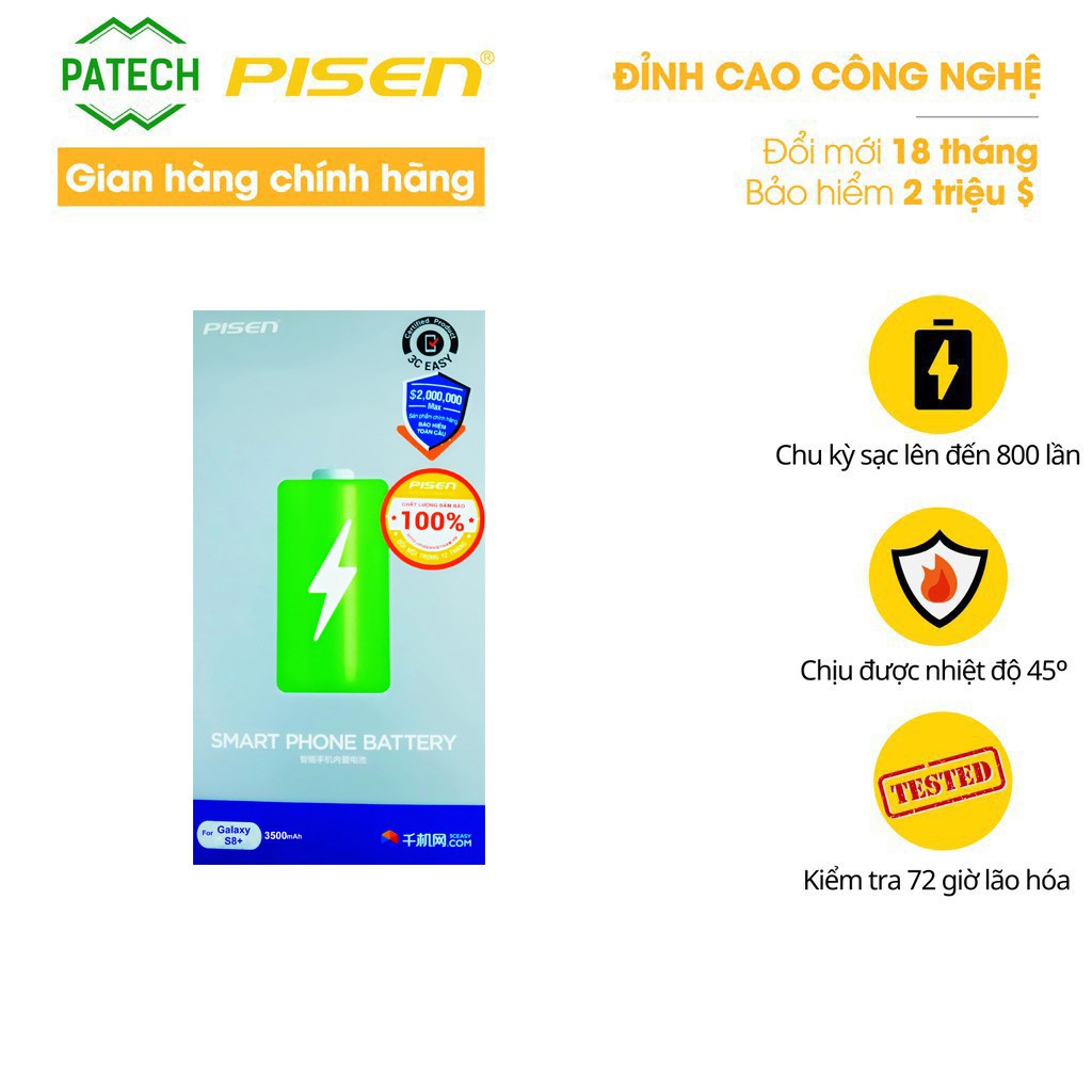 Pin Pisen Samsung S6/S7/S8/S8+/S9/S9+ - Hàng chính hãng