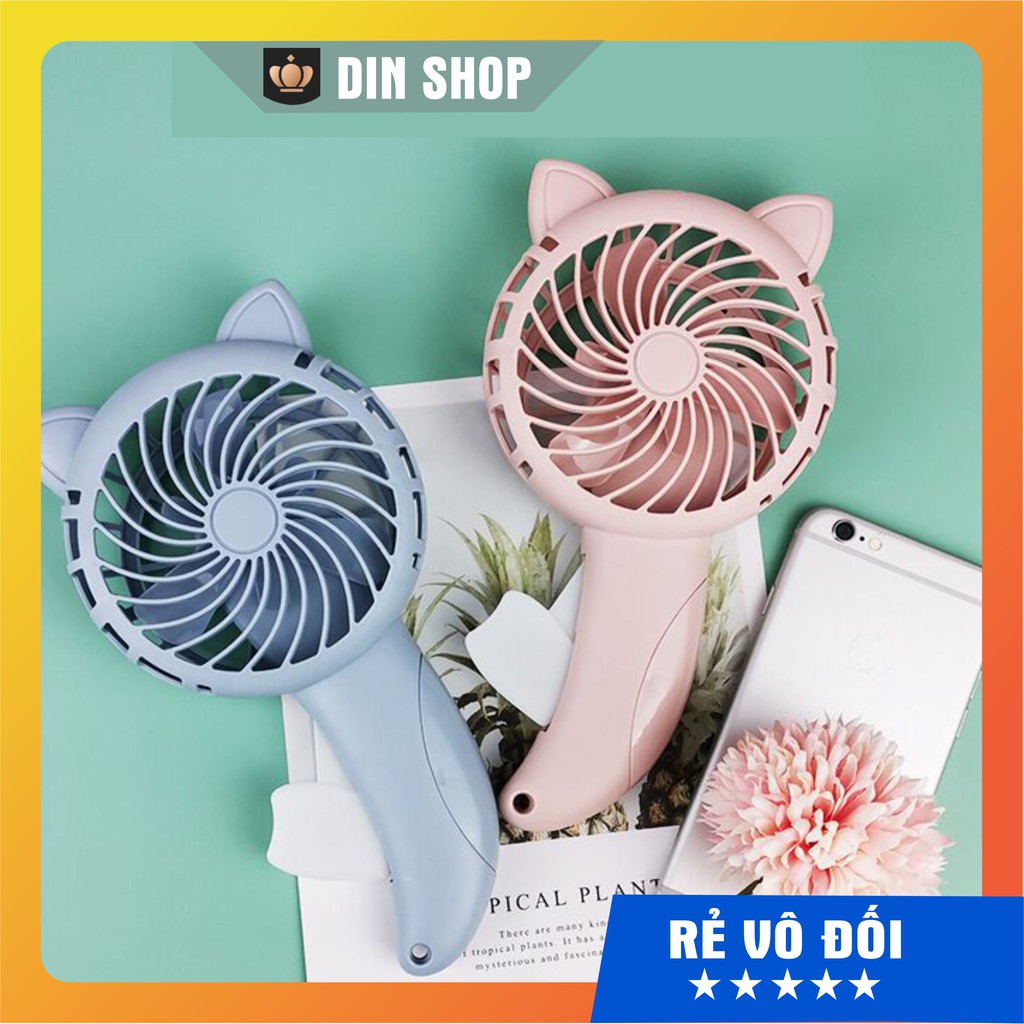 Quạt mini cầm tay ☀️GIÁ SẬP SÀN☀️ Quạt cầm tay mini chạy cơ Cute Fan tai mèo nhiều màu sắc dễ thương