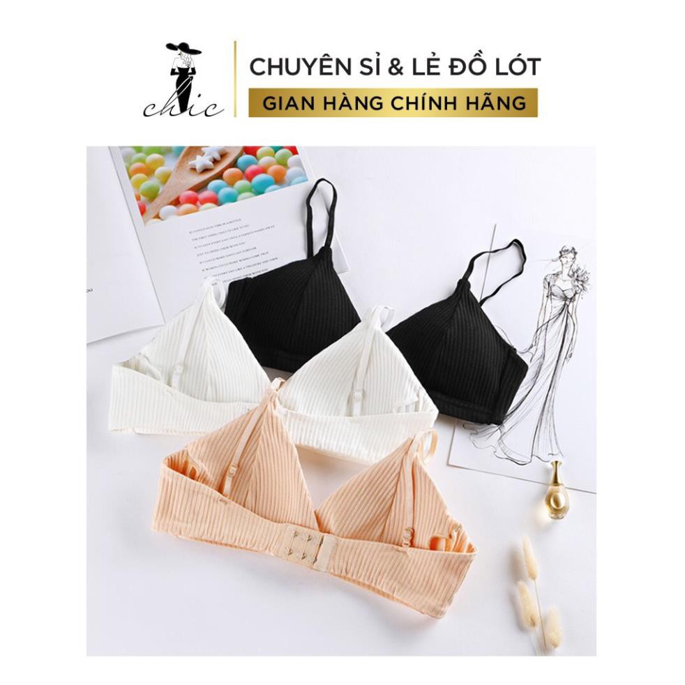 Áo Bra CBT2BRA07 Bra CHIC Chất Thun Cotton Gân Không Gọng Cài Sau Hot Hit Hàng Chất Bao Đẹp (Freesize 45-65kg)