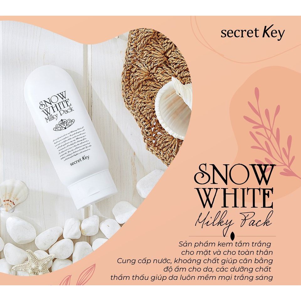 Kem Dưỡng Trắng Da Toàn Thân Hàn Quốc Secret Key Snow White Milky Pack 200g trắng sáng da