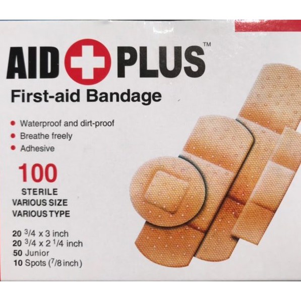 [ Hộp 100 miếng ] băng keo cá nhân Aid First 4 kích thước - băng dán y tế cá nhân che vết thương