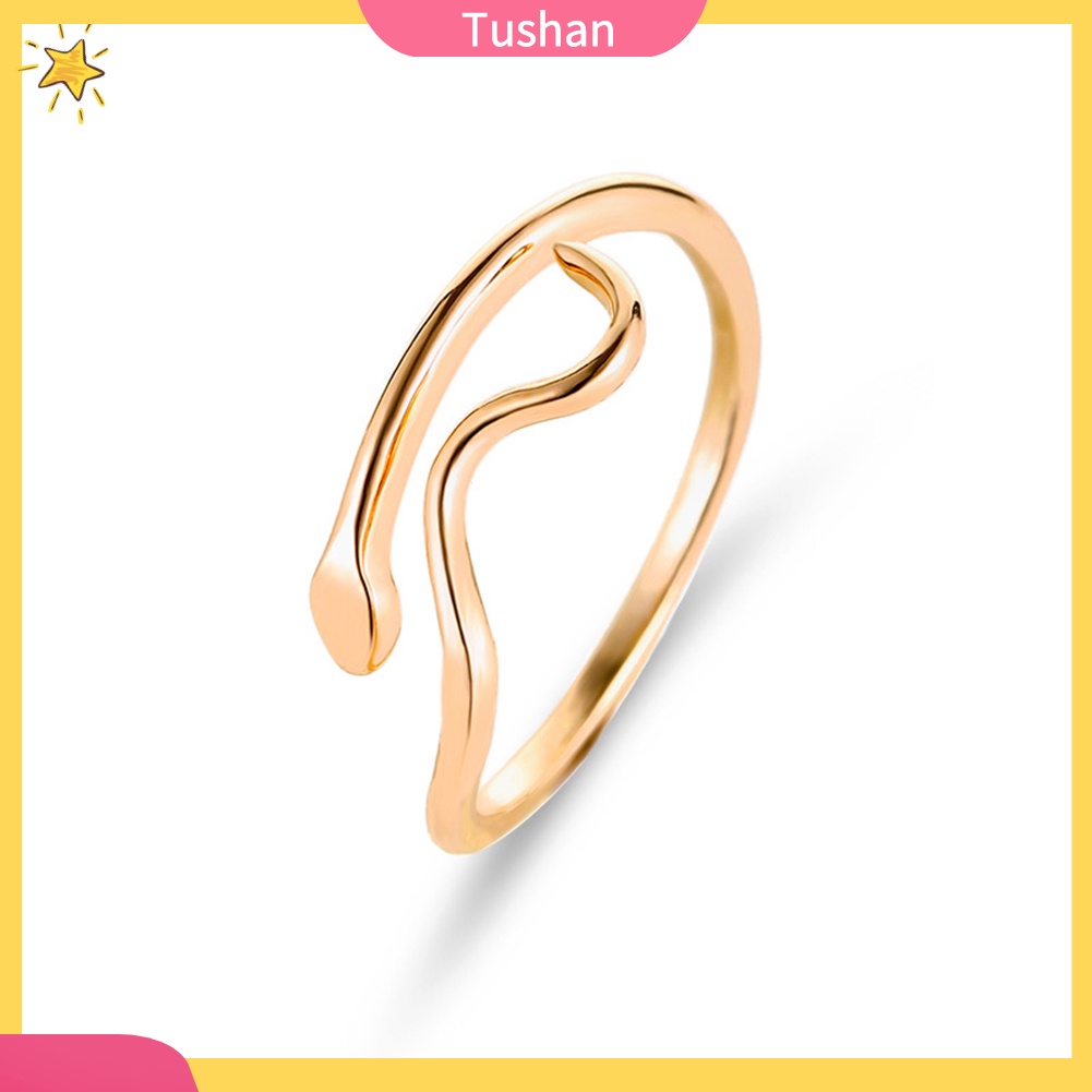 Nhẫn đeo ngón tay dự tiệc dạng lượn sóng điều chỉnh được thời trang cho nữ