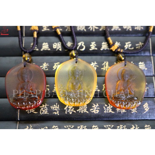 MẶT ĐEO LƯU LY 4.5CM CHƯ PHẬT , BỔN TÔN