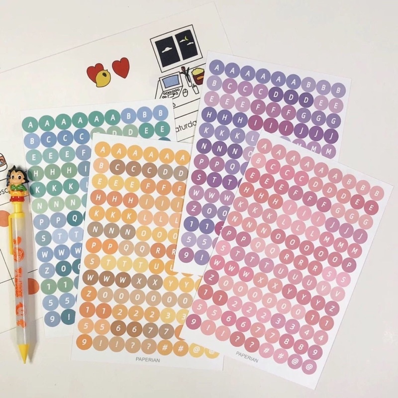 Sticker chữ và số để trang trí sổ sách