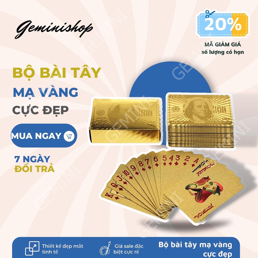 Bộ bài tây tú lơ khơ mạ vàng cao cấp sang trọng chống thấm nước MÃ B1 GEMINI SHOP