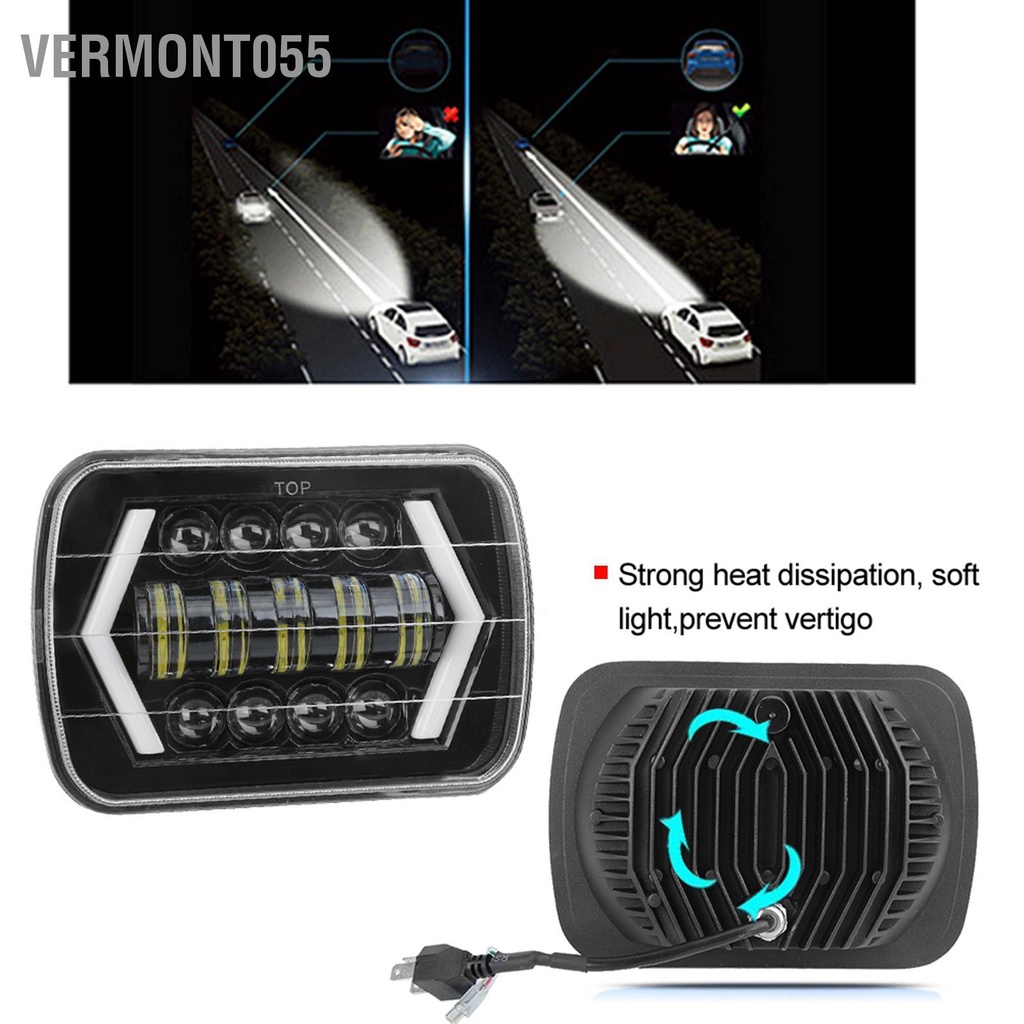 Có thể bán buôn Đèn pha xe hơi LED 300W 7in trước hình vuông Phù hợp với Jeep Wrangler Vermont055 Hàng giao ngay