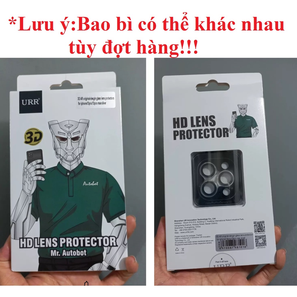 Cụm cường lực dán camera cho iP 13 Pro / 13 Pro Max URR 3D AR (Đủ các màu)