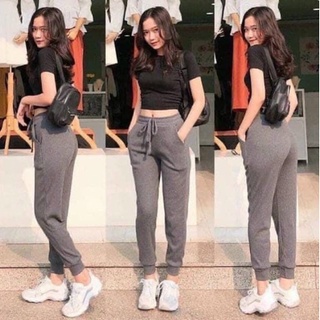 Quần jogger nữ nỉ bo gấu, quần jogger cạp chun năng động