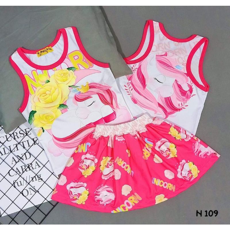 Bộ sát nách váy quần thun lạnh 3d hàng shop cho bé gái size đại