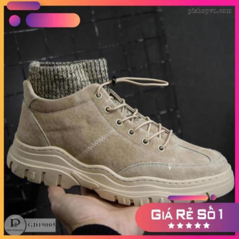 [Sale 3/3] Giày nam cổ cao chất liệu da lộn kết hợp cổ len ôm chân kiểu dáng hàn quốc GD19005 Sale 11 -op1 "