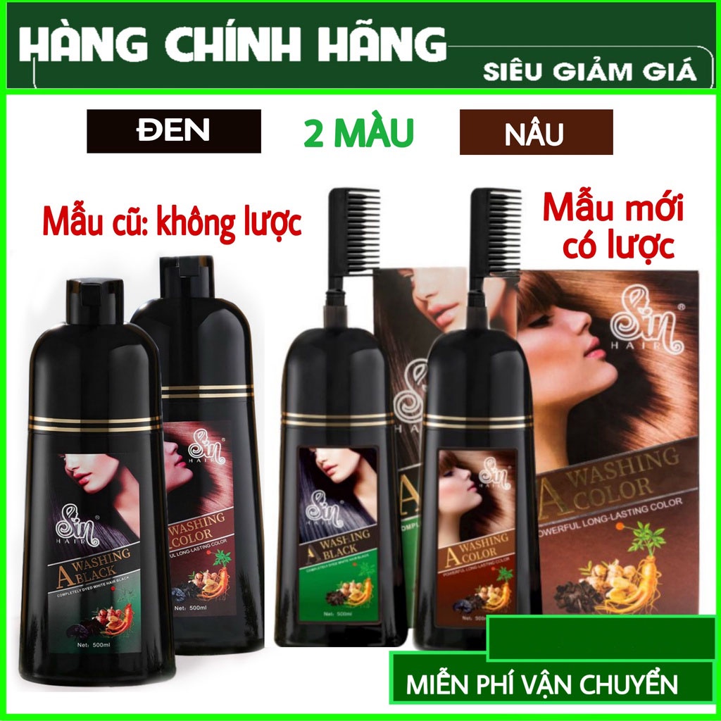 Dầu gội phủ bạc SIN HAIR nhật bản chính hãng 500ml, thảo dược nhuộm đen tóc nâu tóc nhân sâm tự nhiên