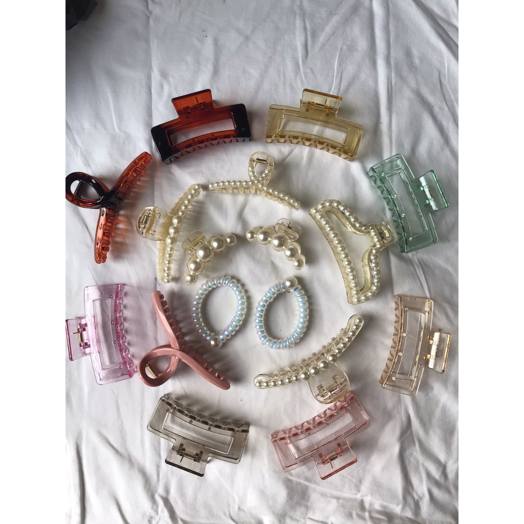 Kẹp tóc nhựa đính ngọc trai phong cách Hàn Quốc nhiều kiểu Hanlly Fashion Thời Trang KT1