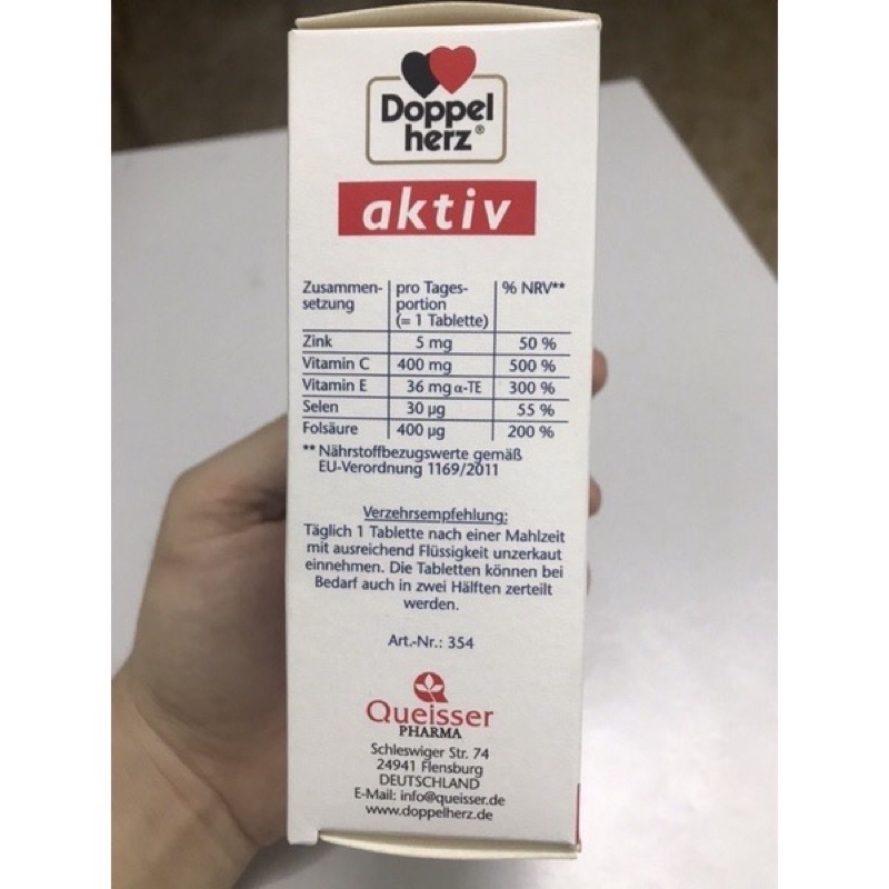 Viên Uống Bố Sung Vitamin Doppelherz C + Zink + E 400 Depot, 40 Viên