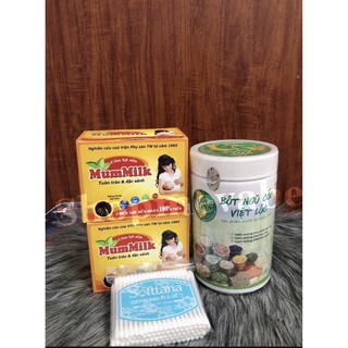 Bột ngũ cốc việt lộc - lợi sữa-ngũ cốc bầu hộp 500gr (Tặng kèm tăm bông )