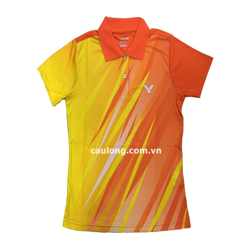 Áo Cầu Lông Nam Nữ Cổ Bâu Victor 2075 Màu Cam