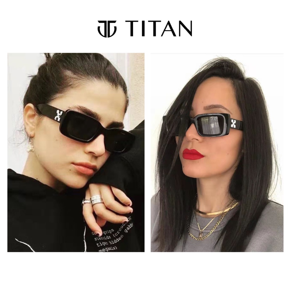 Kính râm nam nữ Off White, mắt kính mát đen thời trang unisex cá tính, kính gọng vuông thay mắt tròn cận được Titan Shop