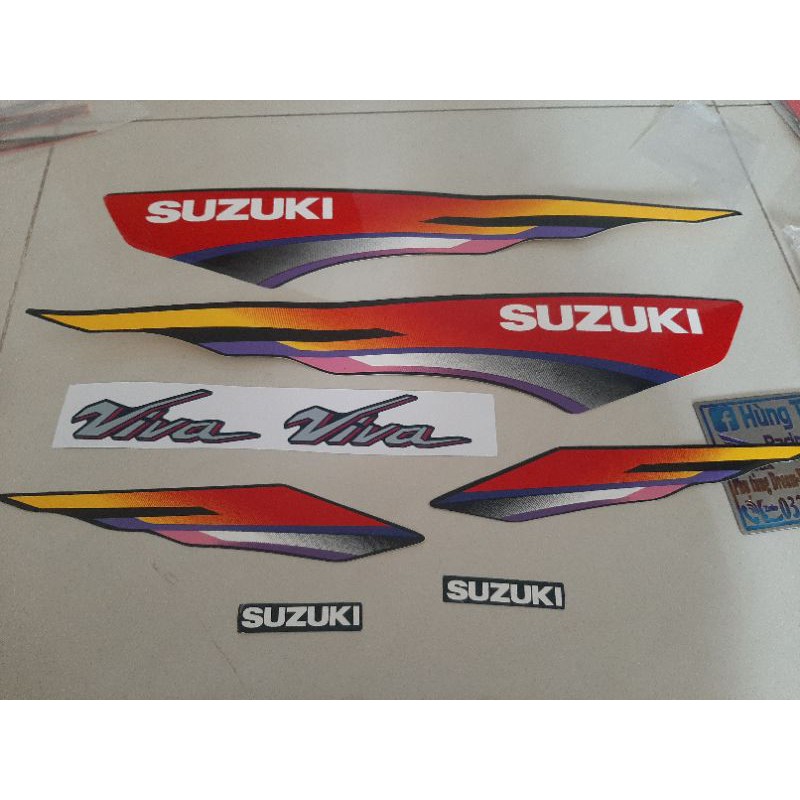 Bộ tem dán xe Suzuki Viva màu đỏ