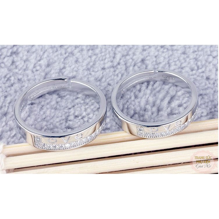 Nhẫn cặp chữ LOVE bạc Ý  S925  NC08