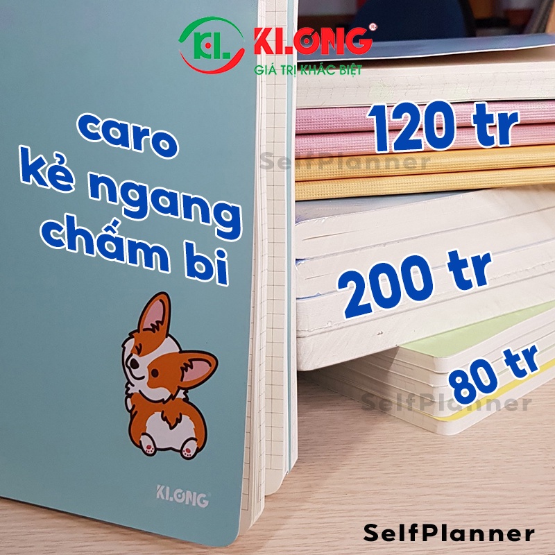 Vở caro, kẻ ngang may dán gáy bìa pastel Klong A4, B5 80/120/200 trang, toán học, tiếng anh, văn học, hóa học, vật lý
