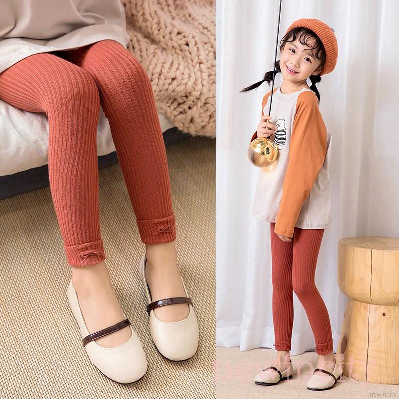 Quần legging co giãn đính nơ phong cách Hàn Quốc dễ thương dành cho bé gái