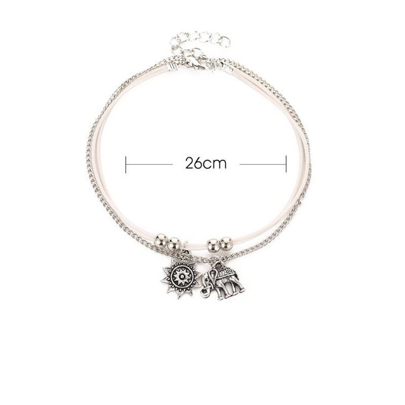 Lắc Chân Họa Tiết Voi Và Hoa Hướng Dương Phong Cách Retro | BigBuy360 - bigbuy360.vn