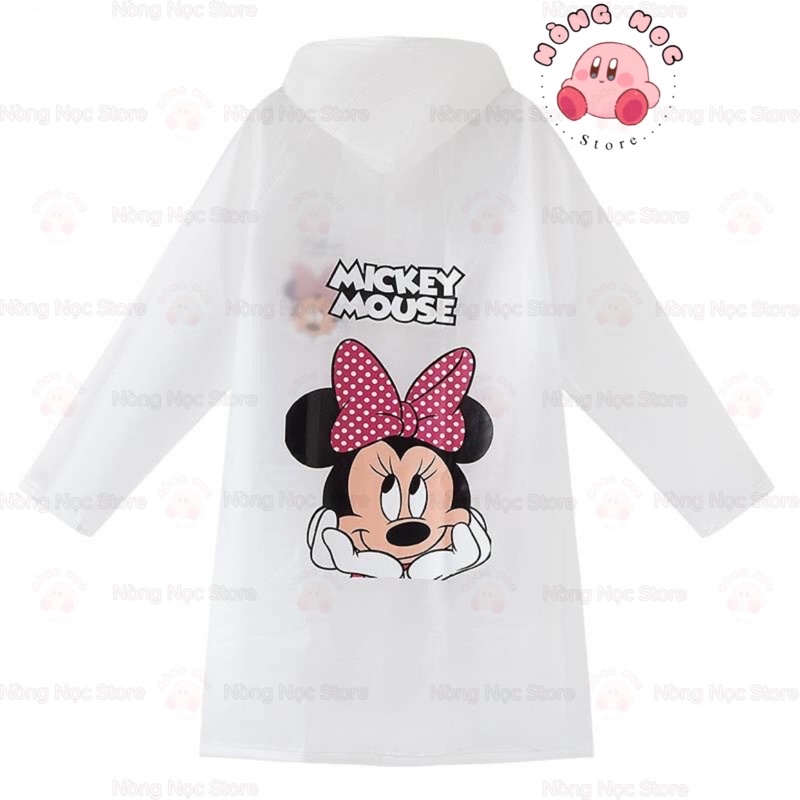 Áo Mưa Chuột MINNIE MOUSE Hoạt Hình Disney Dễ Thương Măng Tô Chất Liệu Nhựa PVC Màu Trắng Trong Đi Mưa - Nòng Nọc Store