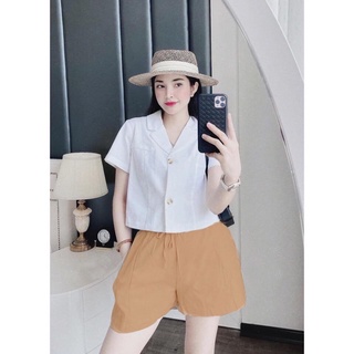 ⚡️bán sỉ⚡️set áo cổ vest quần short 2 màu