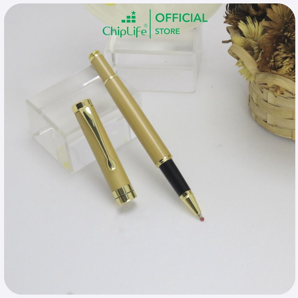 Bút ký cao cấp CHIPLIFE BC028 khắc tên - màu vàng ngòi 0.5mm mực xanh