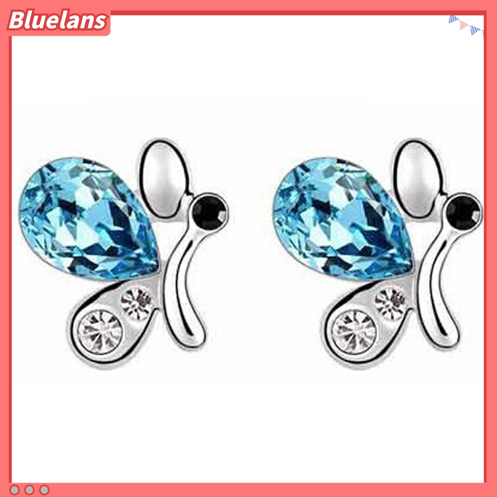 Bộ Vòng cổ + Cặp Khuyên Tai + Vòng Tay Hình Bướm Đính Đá Nhân Tạo Thời Trang