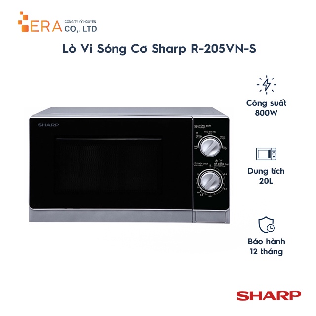 [Mã ELHADEV giảm 4% đơn 300K] Lò vi sóng cơ Sharp R-205VN-S