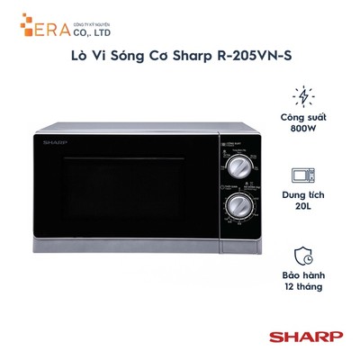 Lò vi sóng cơ Sharp R-205VN-S 20L - Hàng chính hãng bảo hành 12 tháng