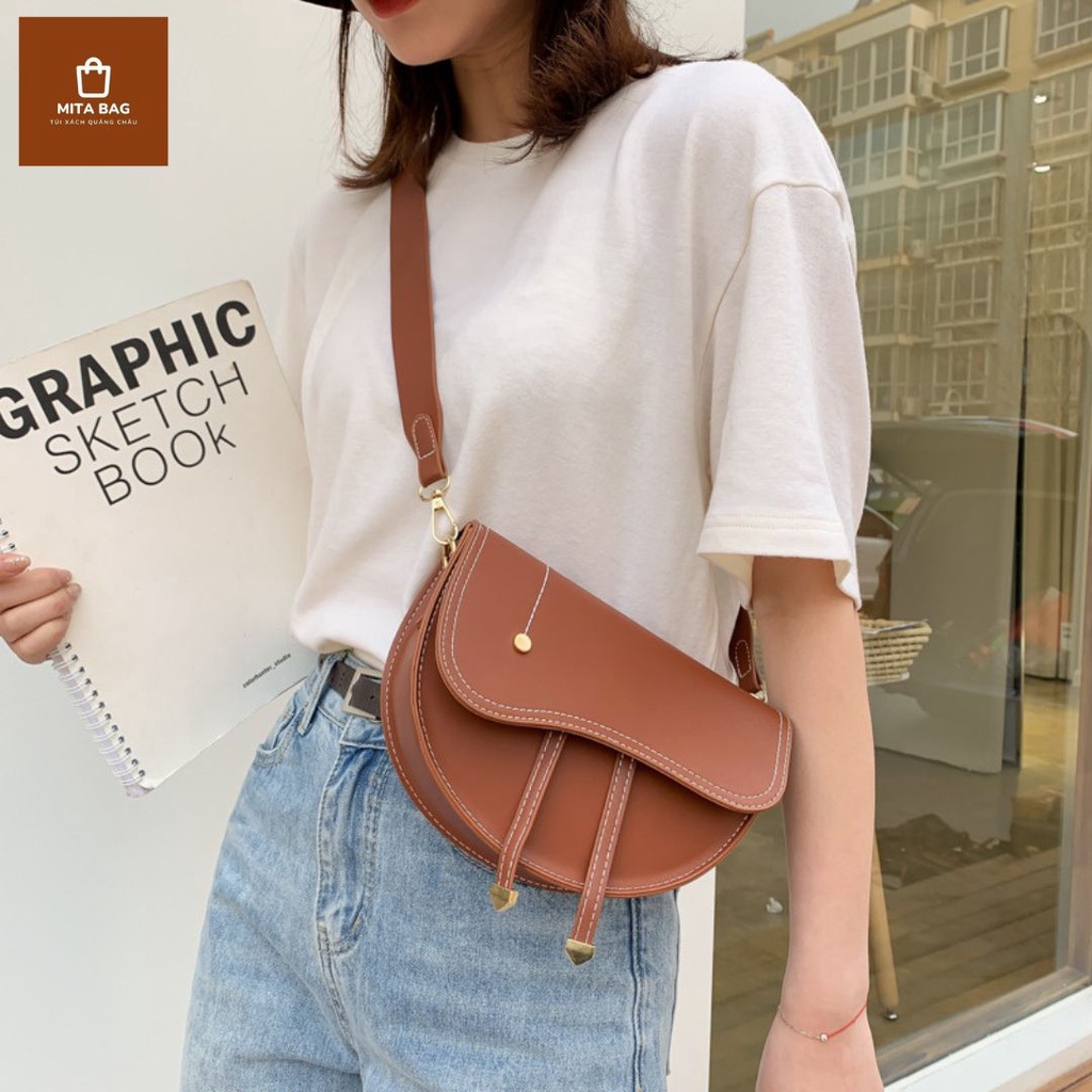 Túi đeo chéo nữ MITABAG, túi yên ngựa Quảng Châu chính hãng, da cao cấp bảo hành 24 tháng