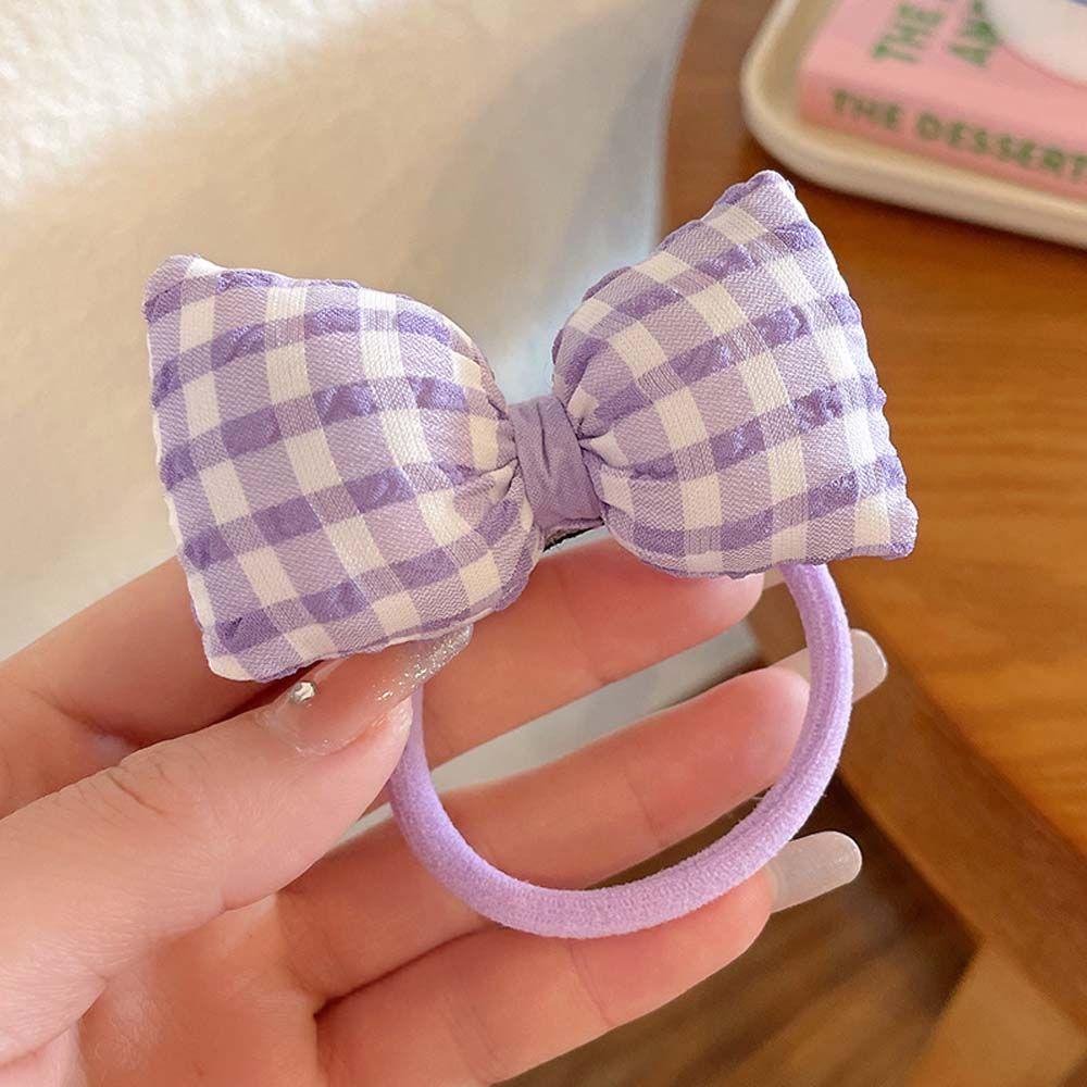 OCEANMAP Dây Cột Tóc Đính Nơ Họa Tiết Sọc Caro Ngọt Ngào Thời Trang Mùa Hè Cho Bé Gái