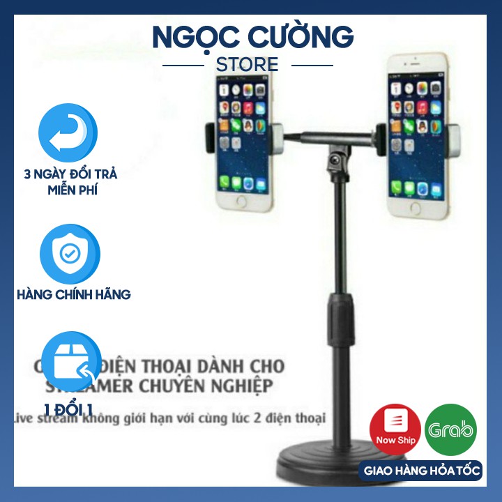 Giá Đỡ Điện Thoại Kẹp 2 Cái Cùng Lúc Dùng Livestream, Xem Phim | BigBuy360 - bigbuy360.vn