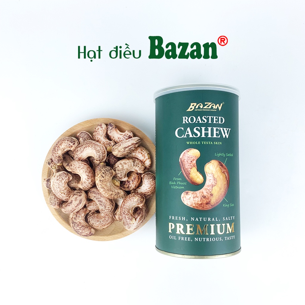 Hạt điều rang muối Bazan Bình Phước nguyên hạt dinh dưỡng A+ loại 1 hộp 225g cao cấp | WebRaoVat - webraovat.net.vn