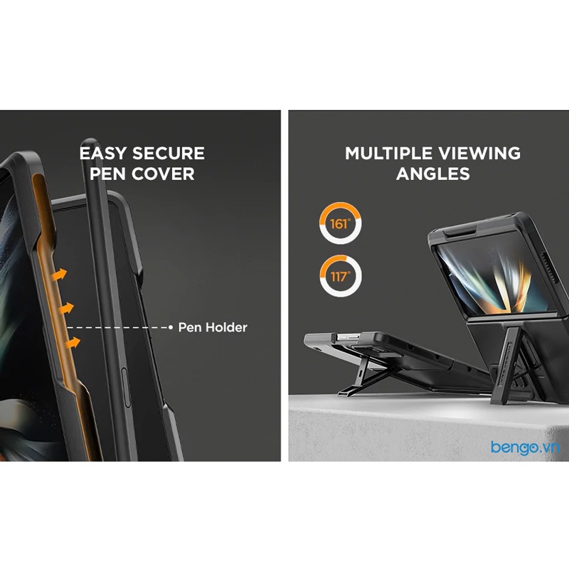 Ốp Lưng Samsung Galaxy Z Fold 4 5G VRS Design Quick Stand Modern Pro - Đen